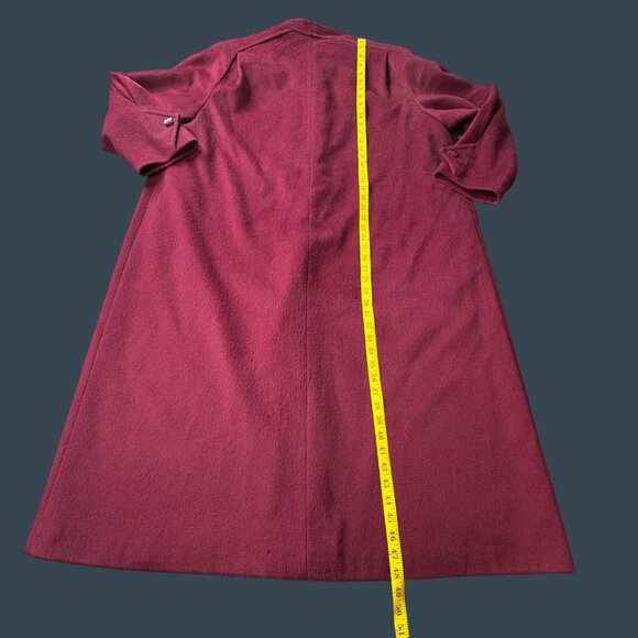 VTG Elegant Fashions Coat Womens Burgundy 15/16 Long Wool Blend Union Made USA - Picture 13 of 16
